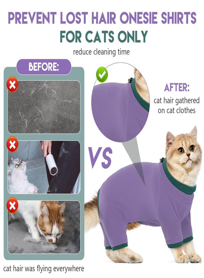 ADNIKIA Sticky Cat Clothes Stretchy, Sphynx Hairless Sweater & Pajamas for Cats only, Soft Cat Onesie for Cats After Surgery Female Male & Hair Loss Prevention, Purple L - Image 3